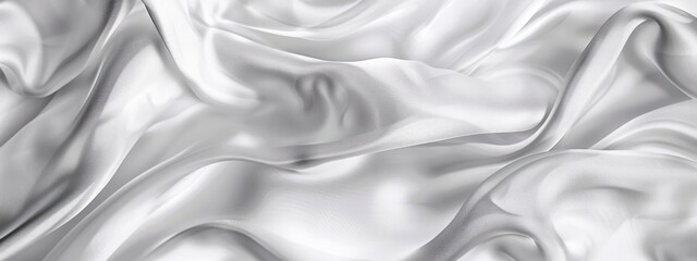 Fototapeta premium White Glossy smooth curtain fabric clothes wave curve ripple flowing canvas abstract elegance silk glowing lighting luxury material