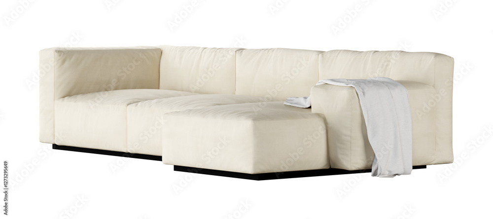 Poster Big sofa isolated on transparent background. 3D render. 3D illustration.