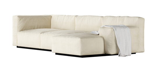 Big sofa isolated on transparent background. 3D render. 3D illustration.