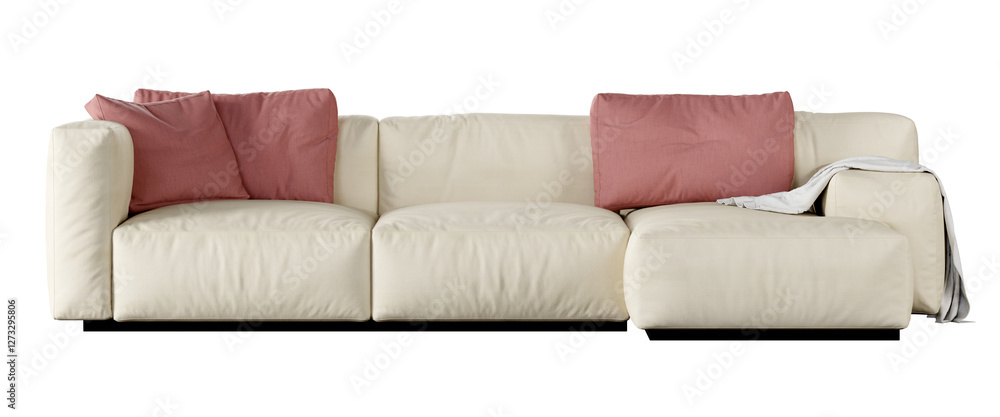 Poster Big sofa isolated on transparent background. 3D render. 3D illustration.