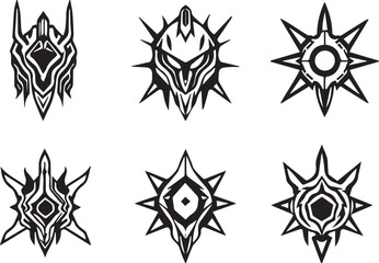 A set of elements for flat design in cyberpunk style. Hand drawn vector illustration