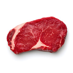 Fresh raw beef ribeye steak top view isolated on white background
