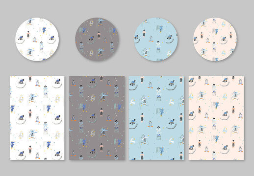 Artistic Circus Seamless Patterns Layout