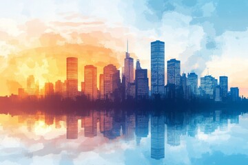 Modern Cityscape with Abstract Business Design, Generative AI