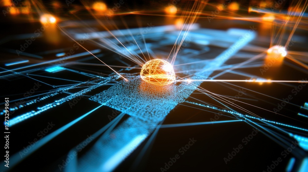 Poster dynamic energy sphere interaction futuristic digital environment abstract visualization technology t