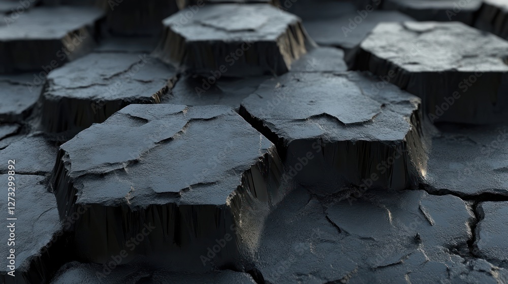 Poster abstract dark hexagonal rock formation texture