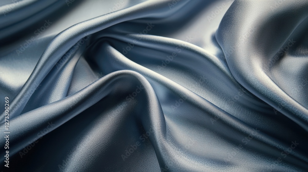 Poster a luxurious silver fabric with soft folds, shimmering under diffused light, creating a smooth textur