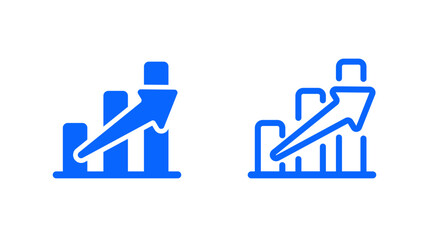 Two sleek, modern bar graph icons with upward arrows, perfect for presentations and analytics.