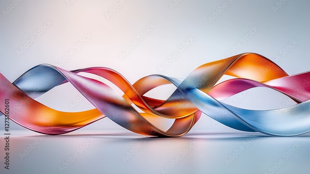 Poster Dynamic flow of interlocking shapes abstract art studio colorful design horizontal perspective visual concept