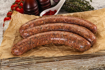 Raw beef and lamb sausages
