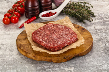 Raw beef burger cutlet for grill