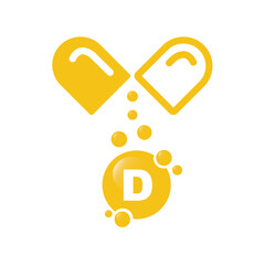 Vitamin D complex with drop bubbles - icon, vector.