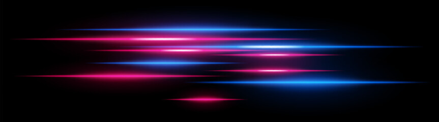 Light streaks set . Pink and blue glowing speed lines on a black background. Futuristic motion blur effect, digital neon trails, sci-fi energy beams, and high-speed dynamic concept. © Anastasia