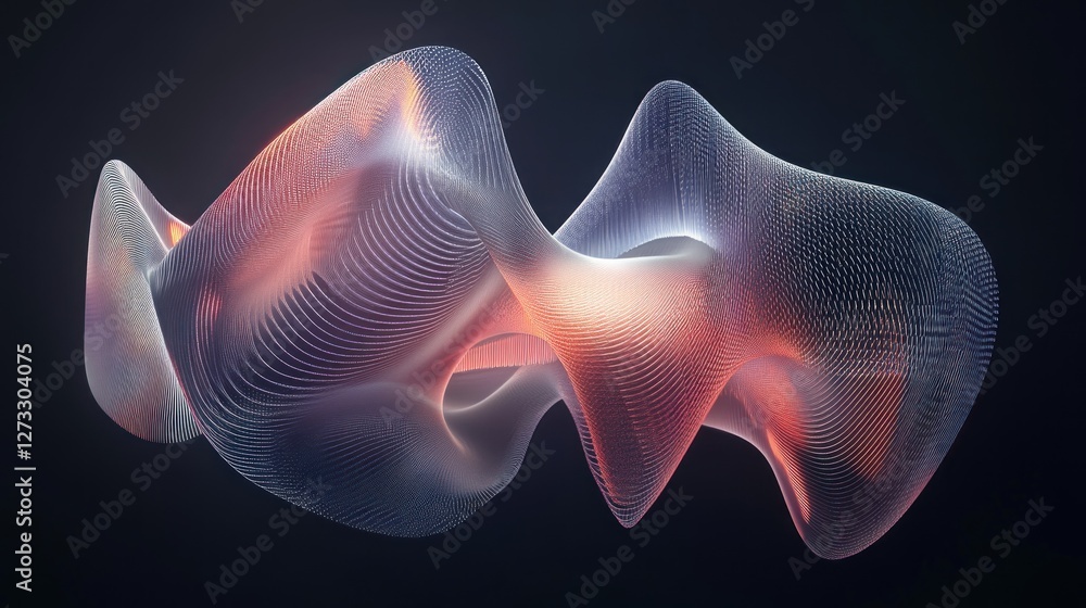 Poster abstract digital waveform design in orange and white