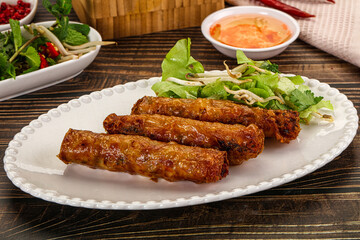 Fried Vietnamese spring roll with special sauce
