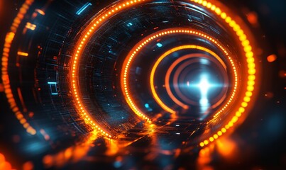 Obraz premium Abstract Digital Future Design with Neon Lights, Generative AI