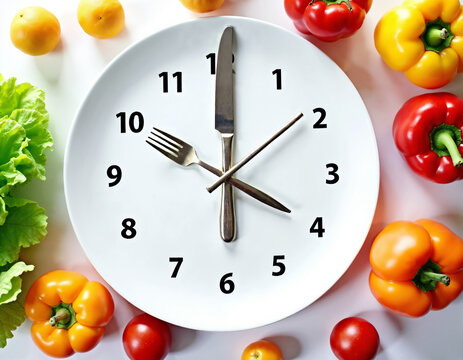 Food clock. Health nutrition. AI generation