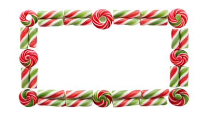 horizontal frame made of red and green candy cane png