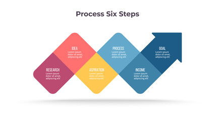Business infographic template. Process chart with 6 options, steps. Vector chart.