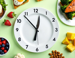 Food clock. Health nutrition. AI generation