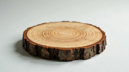 Rustic Wooden Slice Natural Wood Cross Section Showing Growth Rings, Ideal for Crafts, Home Decor, or Product Photography Background