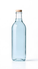 Glass clear bottle of water mock up, packaging template, isolated on white background