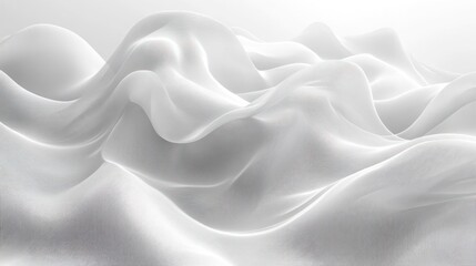 Obraz premium White fabric waves, flowing, studio, light background, texture