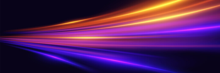 Abstract high speed motion lines. Illuminated traffic paths.