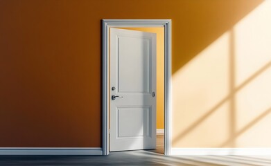 Charming Entrance with Open Door and Beautiful Light Play in Artistic Room Setting : Generative AI