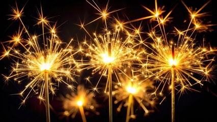 Naklejka premium Sparkling Fireworks on Black Background
