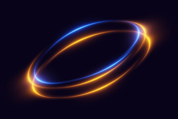 Glowing spiral neon light. Particles of sparks of a circle, and dyno speed.