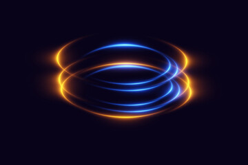 Glowing spiral neon light. Particles of sparks of a circle, and dyno speed.