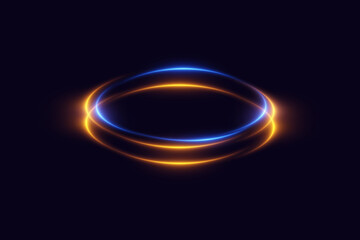 Glowing spiral neon light. Particles of sparks of a circle, and dyno speed.