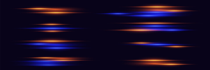 Futuristic neon light lines. Sparkling effect of laser beams. Vector EPS10