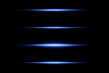 Blue neon line and light effect. On a black background.