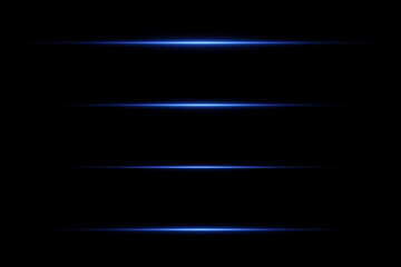 Blue neon line and light effect. On a black background.