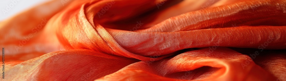 Poster draped orange fabric showing texture and light reflection