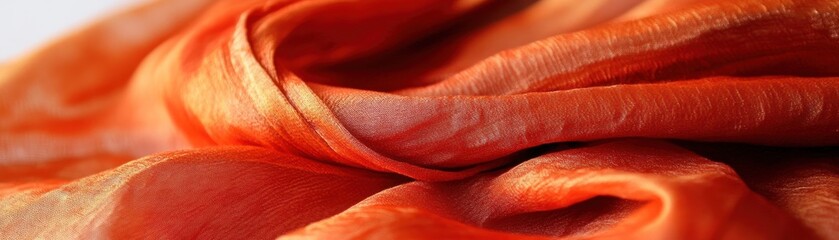 Draped Orange Fabric Showing Texture and Light Reflection