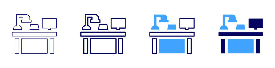Office project management icon in 4 different styles. Thin Line, Line, Bold Line, Duotone. Duotone style. Editable stroke