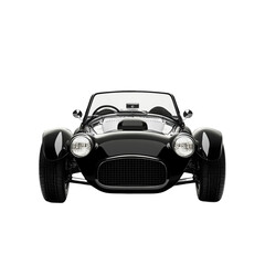Classic Black Roadster Head-on View Powerful Vintage Car Design,