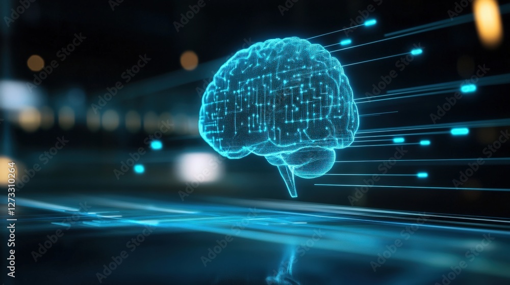 Poster innovative brain technology digital realm high-tech visualization futuristic environment close-up pe