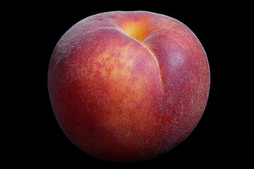 Close-up of a fresh ripe peach with velvety skin in dramatic lighting