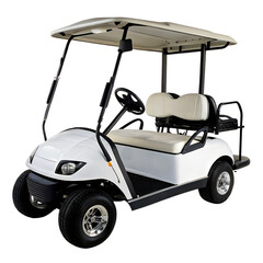 A white golf cart on a transparent background.
