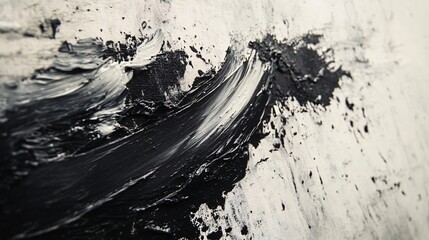 Abstract Black and White Impasto Painting Texture