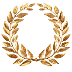 Golden laurel wreath isolated on white background