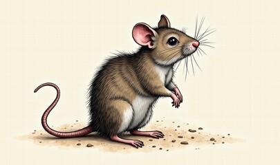 Cute cartoon-style illustration of a mouse, perfect for educational materials, children's books, or wildlife-themed projects.