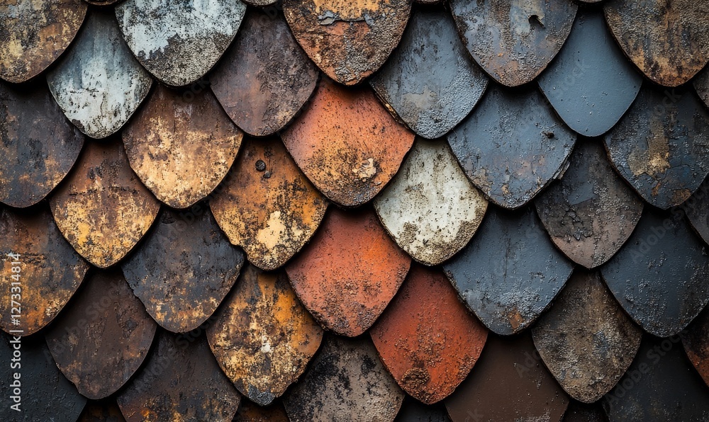 Poster weathered shingles create interesting repetitive textural pattern.