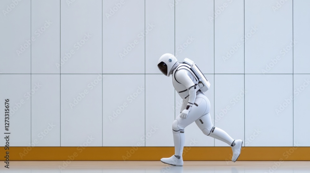 Poster a person using an ai-powered exoskeleton suit for enhanced physical strength