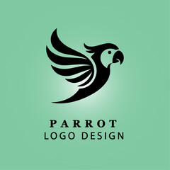 Modern Black Parrot Bird Logo Design in Circular Shape with Green Gradient Background for Branding and Business Identity Vector Illustration

