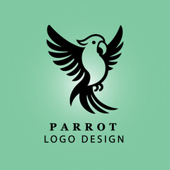 Modern Black Parrot Bird Logo Design in Circular Shape with Green Gradient Background for Branding and Business Identity Vector Illustration

